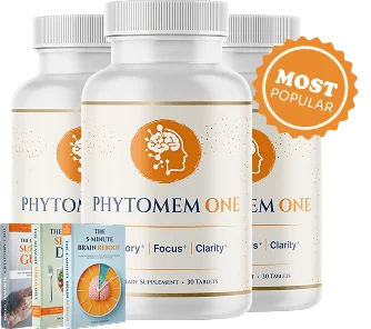 Three bottles of Phytomem One chewable tablets with the three e-books